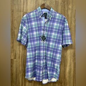 NEW Tailor Byrd Plaid Short Sleeve Button Down